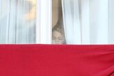 George, Charlotte e Louis à janela do palácio