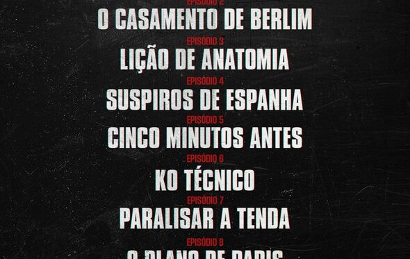 Nome dos episódios de 'La casa de papel'