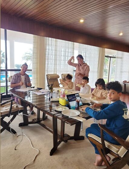 Georgina Rodríguez, Cristiano Ronaldo e os filhos