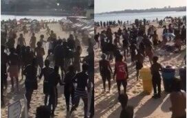 Imagens impressionantes: confrontos na praia do Tamariz acaba em esfaqueamento de 2 jovens