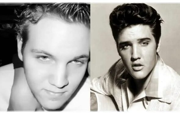 Colagem de Elvis Presley e o neto Benjamin Keough
