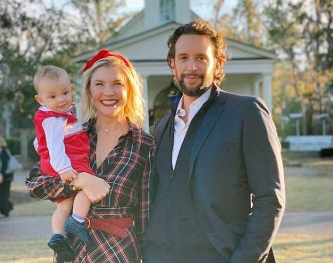 Nick Cordero com a mulher e o filho 