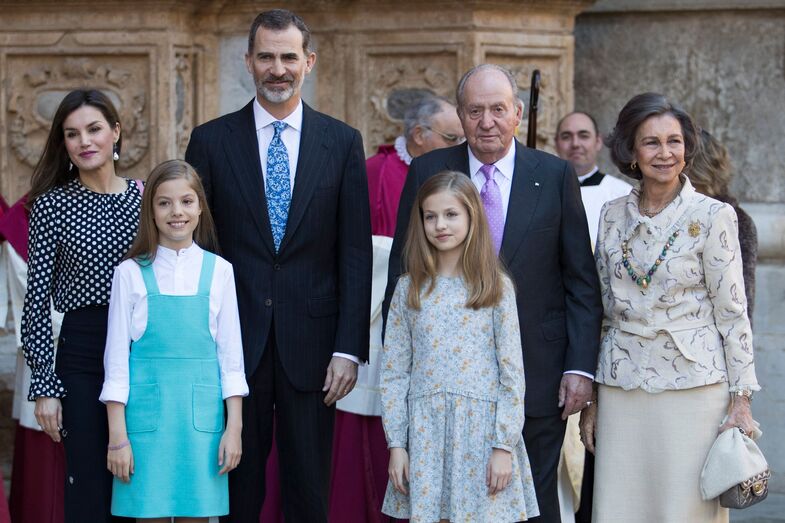 Juan Carlos, Letizia, Felipe. Leonor. Sofia e família real espanhola