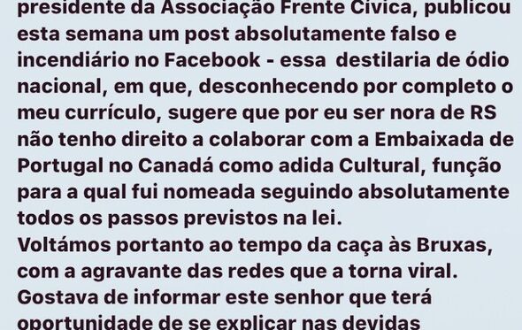 Mensagem de Rita Sousa Tavares