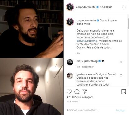 Impressionante! Bruno Nogueira arrepiado com o testemunho do médico Gustavo Carona, que está na linha da frente num hospital