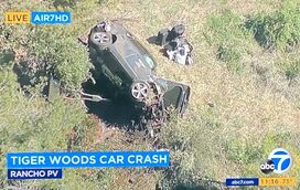 Carro de Tiger Woods ficou destruído em acidente em Los Angeles. Ele está em estado grave
