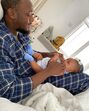 Usain Bolt com a mulher, Kasi, e os filhos