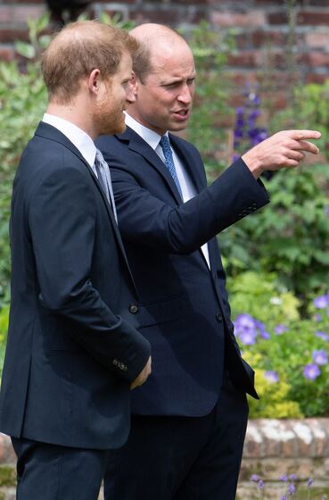 Harry, William, Diana, estátua