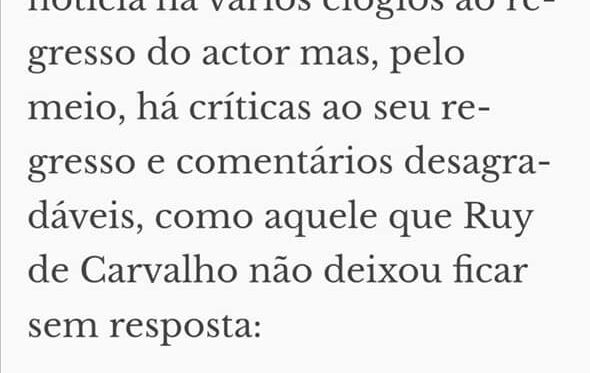 Ruy de Carvalho responde a insulto