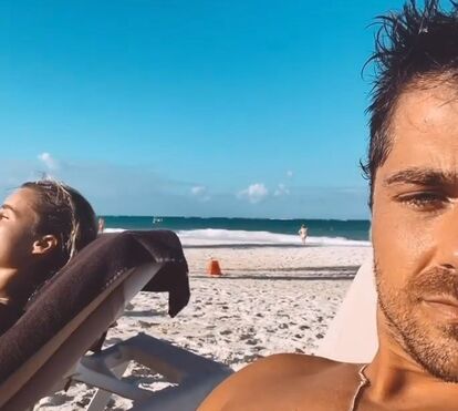 Lourenço Ortigão e Kelly Bailey desfrutam do sol em local paradisíaco que preferem manter secreto