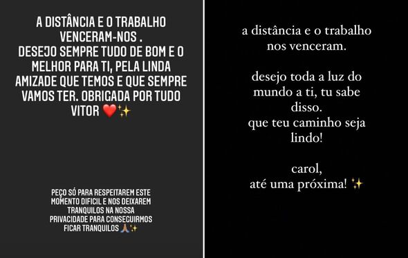 Carolina Loureiro, Vítor Kley, separação