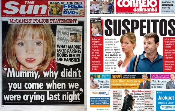 capas de jornais com 'Caso Maddie'
