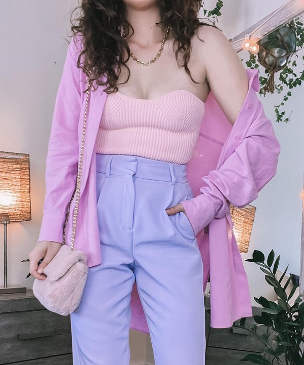 ZARA Lilac High-Waisted Pants