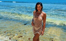 Tecido para quê? Rita Pereira posa nua com vestido só de pedras