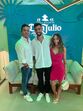 Anthony Pereira com Bruno Fernandes, do Manchester United, e a mulher, no Warm Up Summer FLASH! no Sky Valley Villamoura 