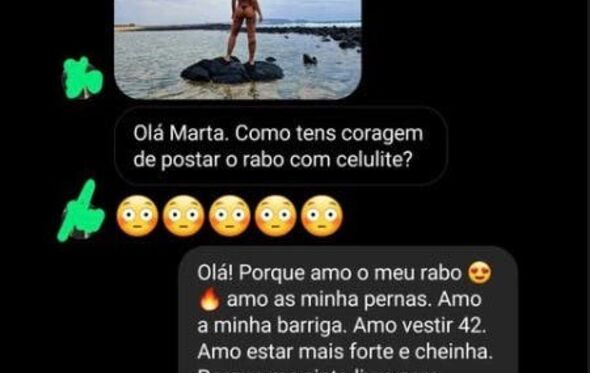 Marta Cruz, mensagem privada, celulite