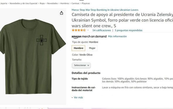 Camisola estilo Zelensky à venda na Amazon 