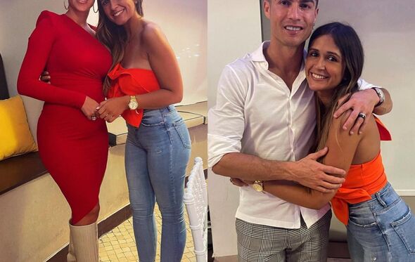 Georgina e Ronaldo com fã em restaurante em Carcavelos