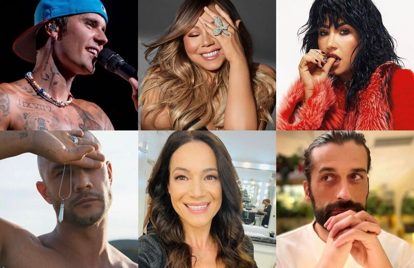Justin Bieber, Mariah Carey, Demi Lovato, Pedro Barroso, Paula Neves, António Raminhos 