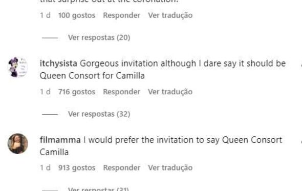 Comentários contra rainha Camilla