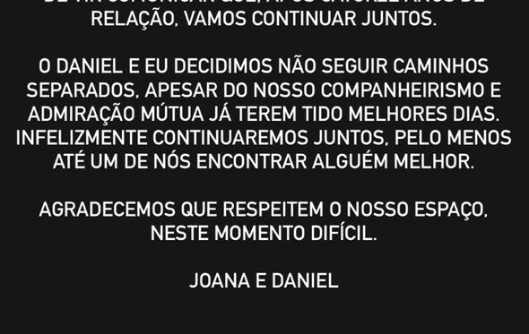 Joana Marques comunicado