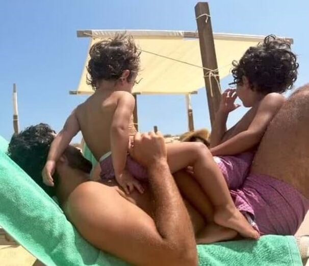 Férias de Isabel Figueira. Luís Santos com os filhos