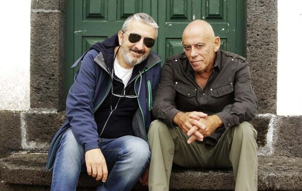 Miguel Guilherme e José Mora Ramos nas gravações de Coração d'Ouro, nos Açores