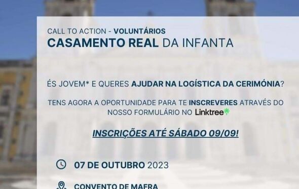anúncio, voluntários, casa real portuguesa