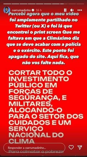 Ricardo Martins Pereira, Climáximo, alterações