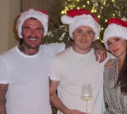 O Natal já chegou a casa da família Beckham mesmo com a ausência de um dos filhos