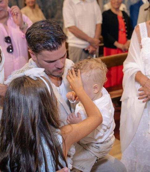 Batizado do filho de Mickael Carreira e Laura Figueiredo