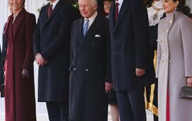 Família unida! Kate junta-se a William, Carlos e Camilla para receber o Emir do Catar e uma das suas mulheres