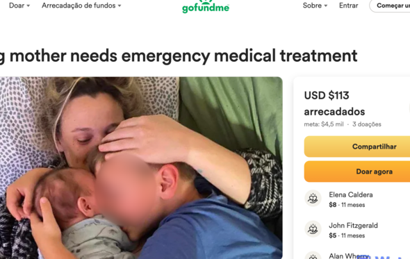 A página de angariação de fundos criada em janeiro deste ano