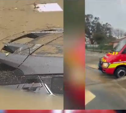 Mau tempo obriga ao resgate de mulher em carro submerso num túnel em Gaia