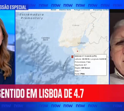 
Comandante dos bombeiros alerta para riscos sísmicos em Portugal após sismo de magnitude 4,7 sentido em Lisboa