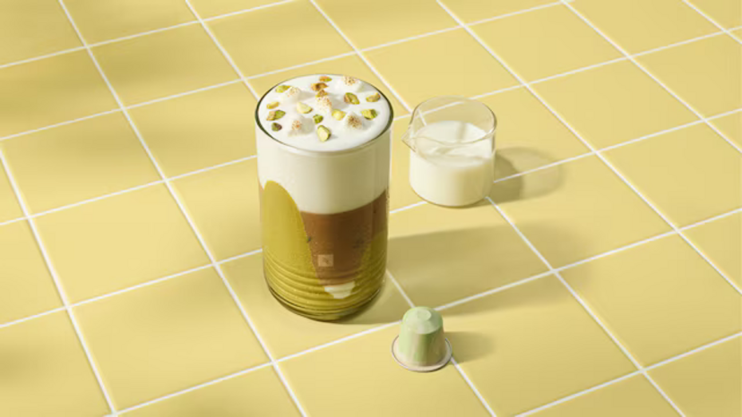 Iced Pistachio vanilla oat latte