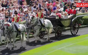 A chegada do rei Carlos III de Inglaterra ao Royal Ascot 