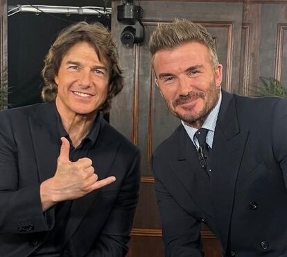 Olha que dois! Tom Cruise e David Beckham assistem juntos à goleada do PSG na final da Liga dos Campeões