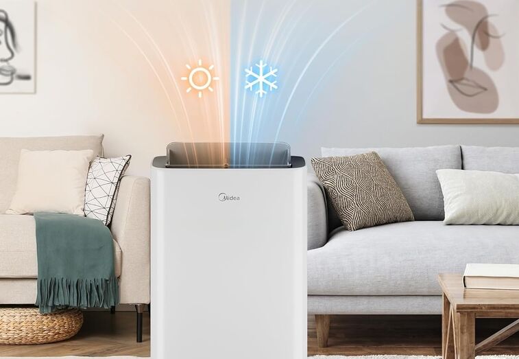 Ar condicionado portátil refresca o ambiente, combatendo o calor em casa