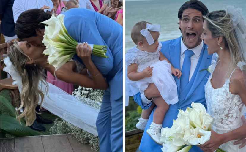 Gonçalo Paciência e Priscilla Tollini celebram casamento no Brasil com a filha