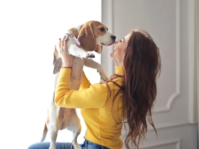 Mulher cuida da saúde do seu cão, seguindo três dicas essenciais