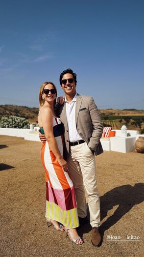 Sara Prata e João Leitão no casamento de João Cajuda e João Pedro Caldeira