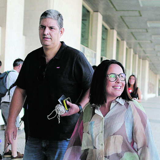 Mariana Vieira da Silva e Fernando Medina num evento