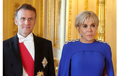 Brigitte Macron  durante visita de Estado com Emmanuel Macron
