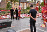 Tributo e flores em memória a Anne Scott no estádio de Anfield, Liverpool
