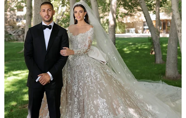 Casamento de Celio Saab e Zein Qutami com vestidos Elie Saab.