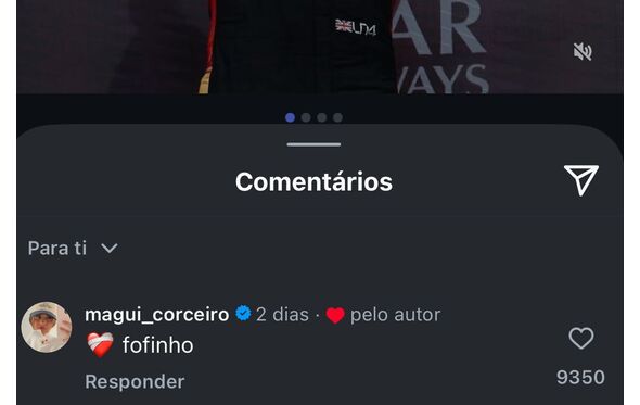 Magui Corceiro felicita Lando Norris pela vitória na Fórmula 1