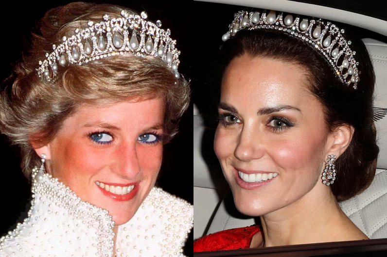 Kate Middleton homenageia Diana usando a mesma tiara anos depois.