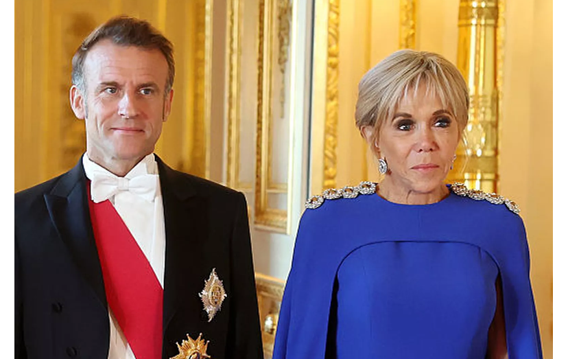Brigitte Macron  durante visita de Estado com Emmanuel Macron