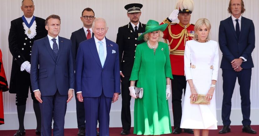 Brigitte Macron em visita de estado a Londres com o marido, Carlos III e Camilla